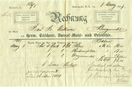 Finsterwalde Grabin Niederlausitz 1907 Rechnung Deko " H. Täschner Dampf- Mahl- Und Ölmühle " - Landbouw