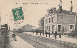 CHATEAUNEUF-sur-SARTHE. - La Gare. Cliché RARE - Chateauneuf Sur Sarthe