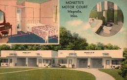 Hotel - Monette's Motor Court, Maniolia, Mississipi Miss - Post Card Not Circulated - Hotels & Restaurants