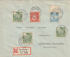 Suède Lettre Recommandée Stockholm Pour L'Allemagne 1935 - 1920-1936 Coil Stamps I