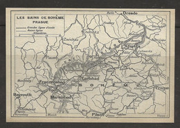 CARTE PLAN 1913 RÉPUBLIQUE TCHEQUE TCHÉCOSLOVAQUIE - LES BAINS DE BOHEME PRAGUE BOHMEN PRAHA - Topographical Maps