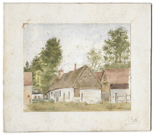 1915 - AQUARELLE DE NEUVILLETTE REPRESENTANT LE VILLAGE - PAR G. TISSOIRE - COLLEE SUR CARTON DUR - Acuarelas