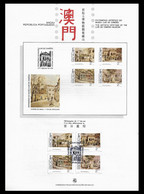 MACAU PRESENTATION SHEET FIRST DAY OBLITERATIONS - PAGELA CARIMBO 1º DIA 1989 Paintings (STB7) - Cartas & Documentos