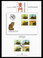 MACAU PRESENTATION SHEET FIRST DAY OBLITERATIONS - PAGELA CARIMBO 1º DIA 1988 Protected Mammals (STB7) - Lettres & Documents