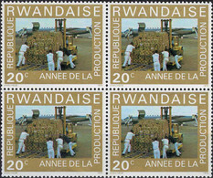 4765 Mi.Nr. 760 Ruanda (1975) Fork-lift Truck On Airfield Ungebraucht 4er Paar - Used Stamps