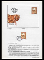 MACAU PRESENTATION SHEET FIRST DAY OBLITERATIONS - PAGELA CARIMBO 1º DIA 1986 Year Of The Tiger (STB7) - Covers & Documents
