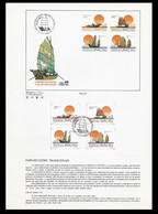 MACAU PRESENTATION SHEET FIRST DAY OBLITERATIONS - PAGELA CARIMBO 1º DIA 1984 Fishing Boats (STB7) - Brieven En Documenten