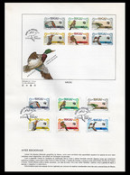 MACAU PRESENTATION SHEET FIRST DAY OBLITERATIONS - PAGELA CARIMBO 1º DIA 1984 Birds (STB7) - Storia Postale