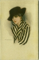 NANNI SIGNED 1910s  POSTCARD - GLAMOUR WOMAN WITH BLACK HAT - N.20/5 - POSTA MILITARE 129 (BG1829) - Nanni