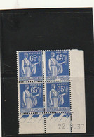 ///  FRANCE  //// Coin Daté N° 365  **  1937 Type Paix   Côte 6€ - 1930-1939