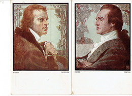 Politiciens Bauer Goethe Schiller 2 Cartes  Karl Baver - Politicians & Soldiers