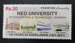 MNH STAMPS PAKISTAN - The 100th Anniversary Of NED University Of Engineering-  Karachi, Pakistan -2021 - Pakistan