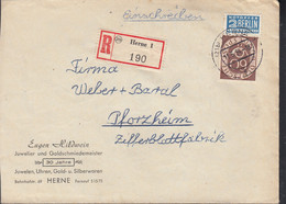 BRD 135 EF, Auf R-Brief Nach Pforzheim, Gestempelt: Herne 11.5.1954 - Lettres & Documents