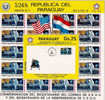 FIRST MAN ON THE MOON-MS-PARAGUAY- LIMITED ISSUEXTREMELY SCARCE-MNH- SBS-68 - América Del Norte