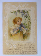 Neujahr, Kinder, Mode, Blumen    1900,   Prägekarte   - Andere