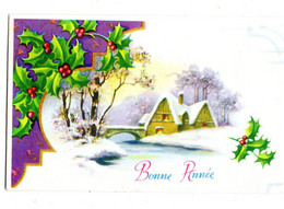 Bonne Année-Nouvel An- Mignonnette--illustrateur  ?????  -- Paysage Enneigé.............à Saisir - Nouvel An