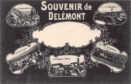 Souvenir De Delémont - Gorges De Moutiers - Le Vieux Pont Quartier De La Gare Collège Er Eglise - Delémont