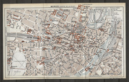 CARTE PLAN 1913 ALLEMAGNE DEUTSCHLAND - MUNICH CENTRE CENTRUM - PRINCIPAUX HOTELS HAUPTHOTELS - REGINA RUSSISCHER HOF - Topographical Maps