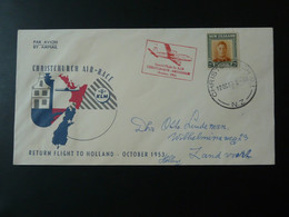 Lettre Vol Special Flight Cover Christchurch Amsterdam KLM 1953 New Zealand Ref 800 - Covers & Documents