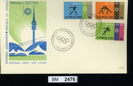 BM2476, Zypern. O, 1972, 1 FDC, 377-79 - Covers & Documents