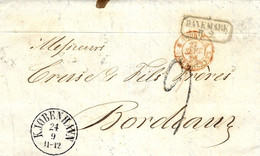 1861 - Letter From KJOBENHAVN   To Bordeaux  - DANEMARK / R.2  Framed -rating 9 D.  Entrée TOUR.T - Briefe U. Dokumente