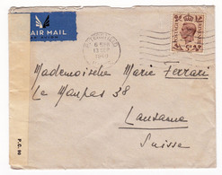 Petersfield 1940 England Censure Censor Lausanne Suisse Seconde Guerre Mondiale WW2 Opened By Examiner - Covers & Documents