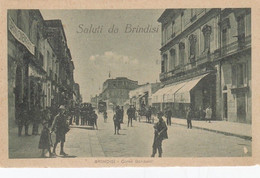 BRINDISI-SALUTI DA..-CORSO GARIBALDI-CARTOLINA NON VIAGGIATA-1920-1930 - Brindisi