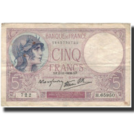 France, 5 Francs, Violet, 1939-11-02, TB, Fayette:4.14, KM:83 - 5 F 1917-1940 ''Violet''