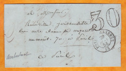 1855 - Lettre Pliée Avec Correspondance De Pont Sainte Maxence, Oise Vers  Paris - Ambulant - Cad Arrivée  - Taxe 30 - 1849-1876: Classic Period