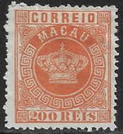 Macau Macao – 1884 Crown Type 200 Réis Perforation 12 3/4 Mint Stamp - Ungebraucht