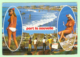 S870 - PORT LA NOUVELLE - La Plage, Les Quais Du Port  - Femme Seins Nus, Sexy Women - Port La Nouvelle