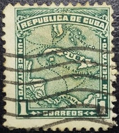 1914 Cuba Map 1c Used Stamp - Oblitérés