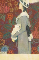 A13682-WOMAN WITH A DOG ILLUSTRATION SIGNED BY  MELA KOEHLER REPRO POSTCARD - Köhler, Mela