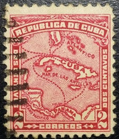 1914 Cuba Map 2c Used Stamp - Oblitérés