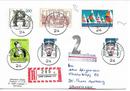 R - Cover Sent To Denmark 1990.  Used Lübeck. Germany    H-1340 - Etiquettes 'Recommandé' & 'Valeur Déclarée'