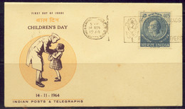 CHILDREN'S DAY- NEHRU COIN- ROSE CANCELLATION-FDC-INDIA-1964-FC2-151 - Puppen