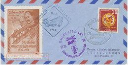 DDR 1958 Selt. Gedächtnisflug 55 Jahre Motorflug "STUTTGART - ECHTERDINGEN" RR!! - Covers & Documents