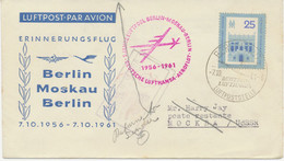 DDR 1961 Leipziger Herbstmesse 25 (Pf) EF Sonderflug "BERLIN - MOSKAU - BERLIN" - Briefe U. Dokumente