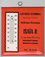 Plaque Glacoide, Electricité Automobile, Batterie Tudor, ISAIA-R Desertines Montlucon, 9x10.5 Cm état Neuf - Tin Signs (after1960)