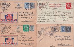1944/1945 - BELGIQUE - 6 CARTES ENTIERS Dont PUBLIBEL (GARAGE AUTOMOBILE) CENSURES De VERVIERS => BOULOGNE SUR SEINE - Guerra 40 – 45 (Cartas & Documentos)
