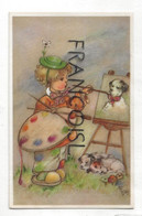 Petite Fille Blonde, Peintre, Palette, Chien. Signée Erna Maison. Coloprint Spécial 4735/3 - Otros Ilustradores