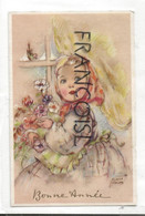 Bonne Année. Petite Fille Blonde Et Bouquet. Signée Erna Maison. Coloprint Spécial 4392. 194? - Otros Ilustradores