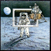 POLAND 1989 First Manned Moon Landing Perforated Block Used.  Michel Block 109A - Blocks & Kleinbögen