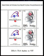 POLAND 1989 Bicentenary Of French Revolution Block Not Perforated To Right Margin  MNH / **.  Michel Block 108 - Neufs