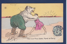 CPA Ours Position Humaine Circulé Caricature Satirique Guerre Russo Japonaise Russie Japon SINCLAIR Adhérent APN - Bears