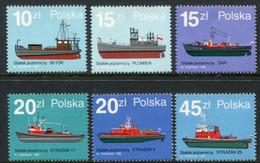 POLAND 1988 Fire Boats MNH / **.  Michel 3184-89 - Unused Stamps