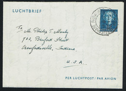 Luchtpostblad Geuzendam No. 4 - 's Gravenhage / Den Haag Rijswijkscheweg > Indiana USA 1953 - Luchtpostbrief - Postwaardestukken