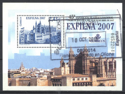 España, 2007, EXFILNA 2007, Catedral De Palma De Mallorca, Hojita, 2,43 Eur, Usada - Herdenkingsblaadjes