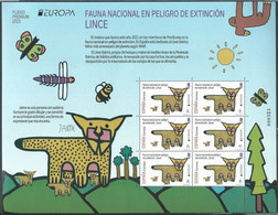 ESPAGNE SPANIEN SPAIN ESPAÑA 2021 EUROPA FAUNA IN DANGER OF EXTINCTION LYNX LINCE P. PANE 6V. ED 5484 MI 5534 YT 5239 SC - Unused Stamps