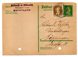 Allemagne -- 1927--entier Postal CP --de Geislingen à Goeppingen --complément D'affranchissement--beau Cachet ..à Saisir - Postkarten